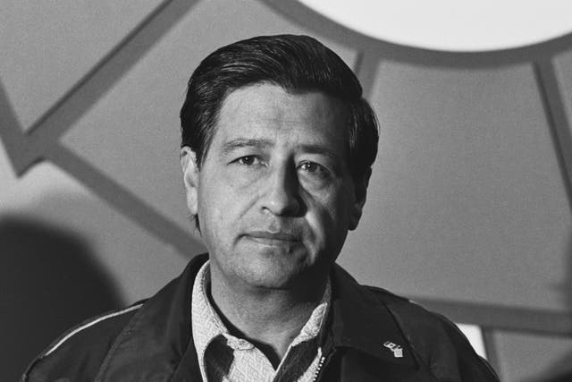 American union leader Cesar Chavez (1927 - 1993) attends a Labour Party press conference in the UK, 17th September 1974.