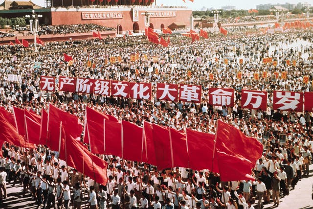 Chinese National Day ParadeA mass demonstration on China's National Day, October 1, outside the Gate of Heavenly Peace, Tiananmen, during the Cultural Revolution of the late 1960s.