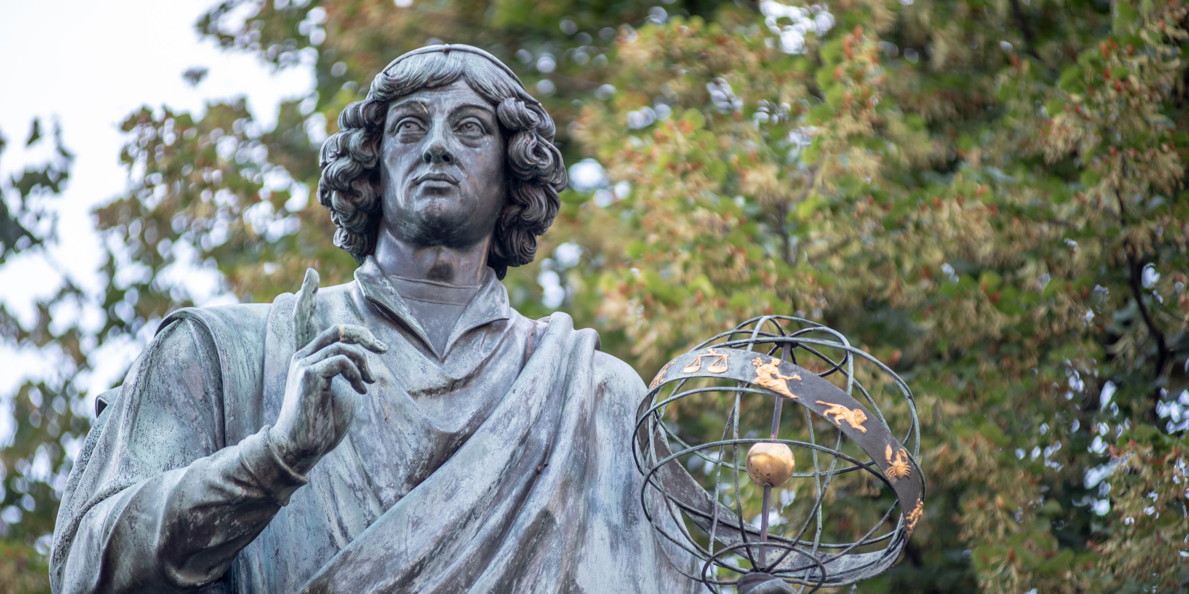 A statue of Polish astronomer and mathematician Nicolaus Copernicus stands in his hometown of Toru, Kuyavian-Pomeranian Voivodeship, Poland.