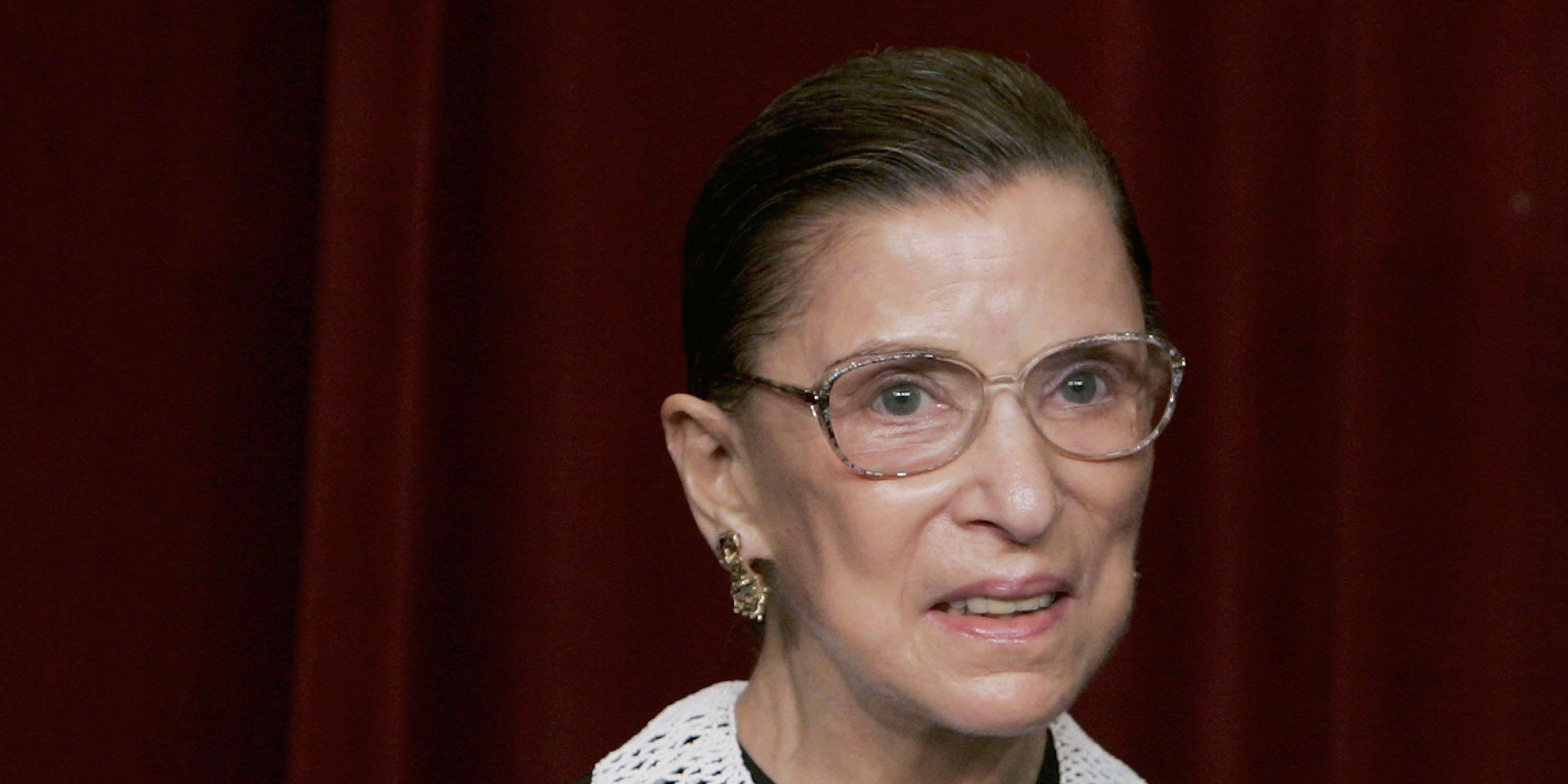 WASHINGTON - MARCH 03: U.S. Supreme Court Justice Ruth Bader Ginsburg smiles during a photo session with photographers at the U.S. Supreme Court March 3, 2006 in Washington DC. (Photo by Mark Wilson/Getty Images)