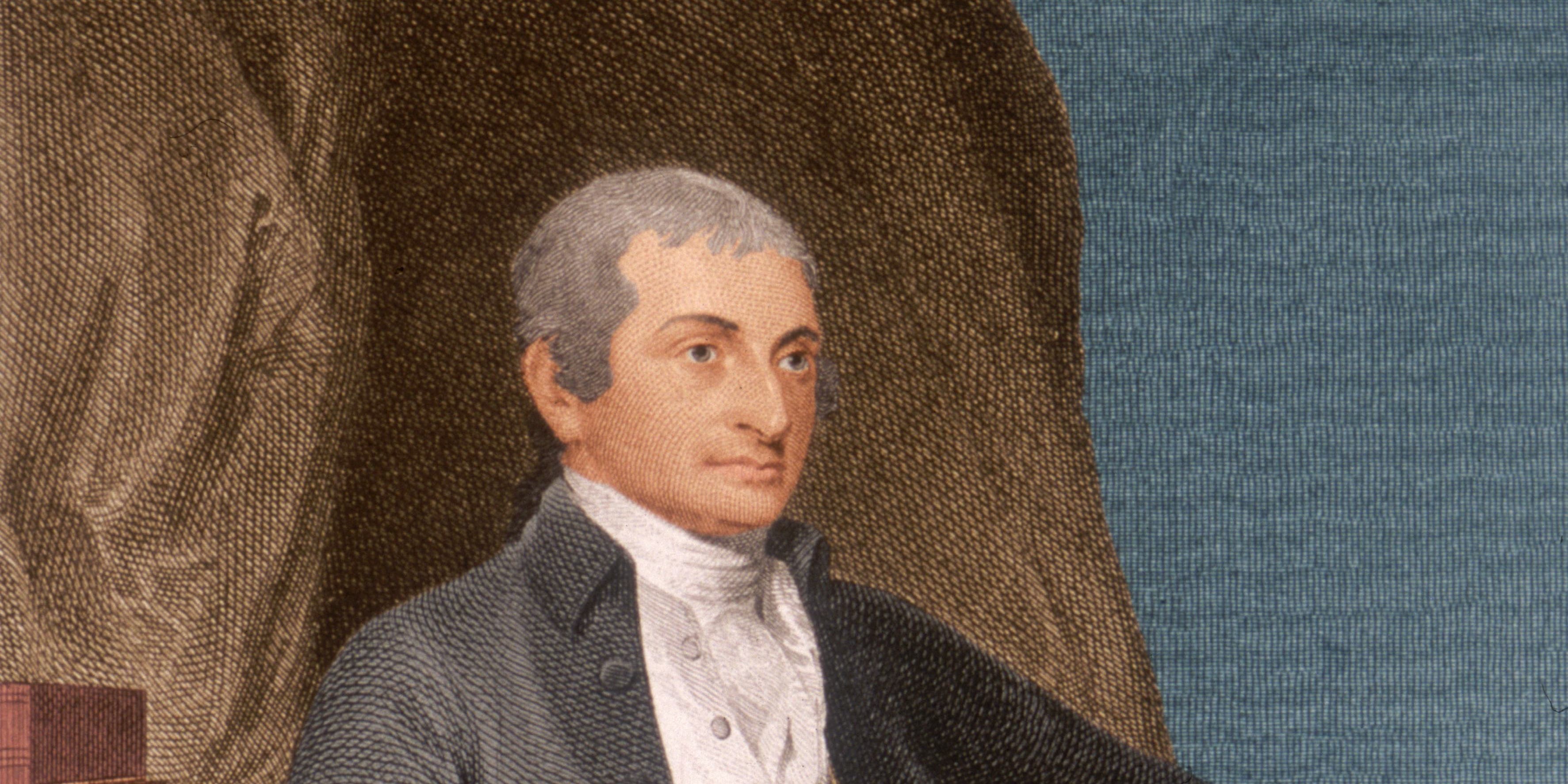 circa 1800: John Jay (1745-1829). American jurist and statesman, delegate, Cont'l. Congress 1774-79, president of Congress '78-79. Drafted NY state constitution '77, negotiated Treaty of Paris with Franklin and others 1782-83. US sec'y. of foreign affairs 1784-89. Wrote 'The Federalist Papers' with Madison and Hamilton explaining US Constitution 1787-88, negotiated Jay's Treaty with Britain 1794-95, chief justice, US Supreme Court 1789-95. (Photo by Stock Montage/Stock Montage/Getty Images)