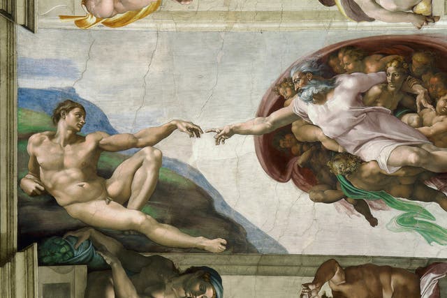 The Creation Of Adam (Sistine Chapel Ceiling In The Vatican)The Creation of Adam (Sistine Chapel ceiling in the Vatican), 1508-1512. Found in the collection of The Sistine Chapel, Vatican. Artist Buonarroti, Michelangelo (1475-1564). (Photo by Fine Art Images/Heritage Images via Getty Images).