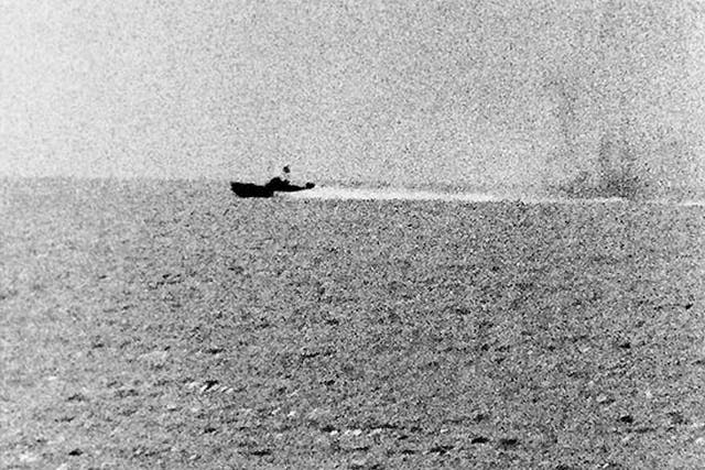 The Gulf of Tonkin Incident - North Vietnamese motor torpedo boat attacking USS Maddox, August 2, 1964.