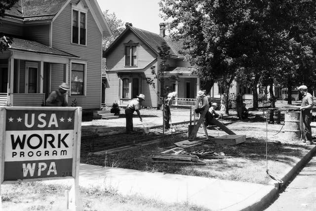 WPA Workers Repairing Sidewalks