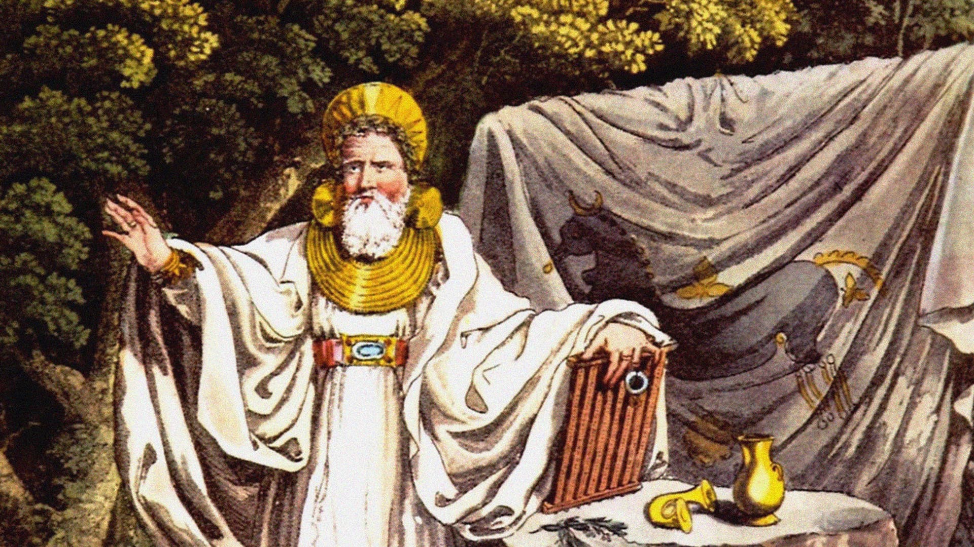 Arch-Druid in his full Judicial Costume (From The Costume of the Original Inhabitants of the Britis Artist: Smith, Charles Hamilton (1776-1859)Arch-Druid in his full Judicial Costume (From The Costume of the Original Inhabitants of the British Islands by Meyrick and Sm, 1815. Private Collection. Artist : Smith, Charles Hamilton (1776-1859). (Photo by Fine Art Images/Heritage Images/Getty Images)