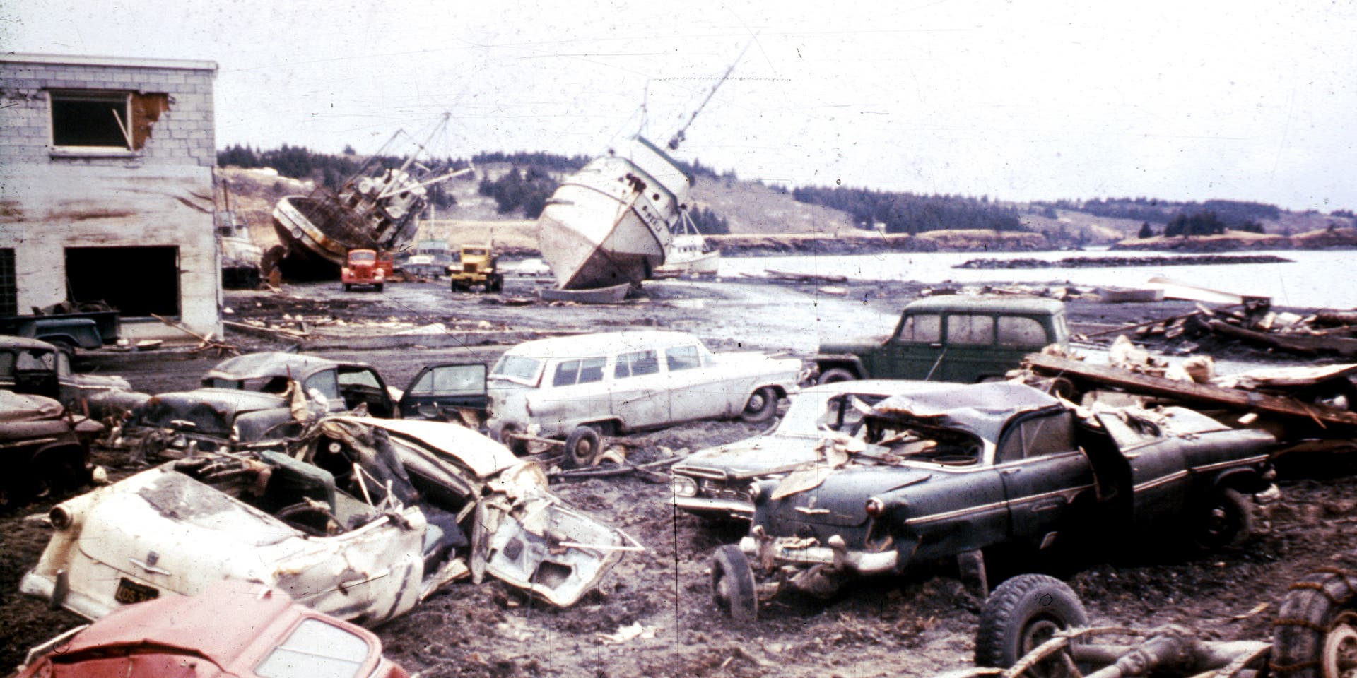 Alaska Earthquake March 27, 1964, Tsunami Damage Along The Waterfront At Kodiak