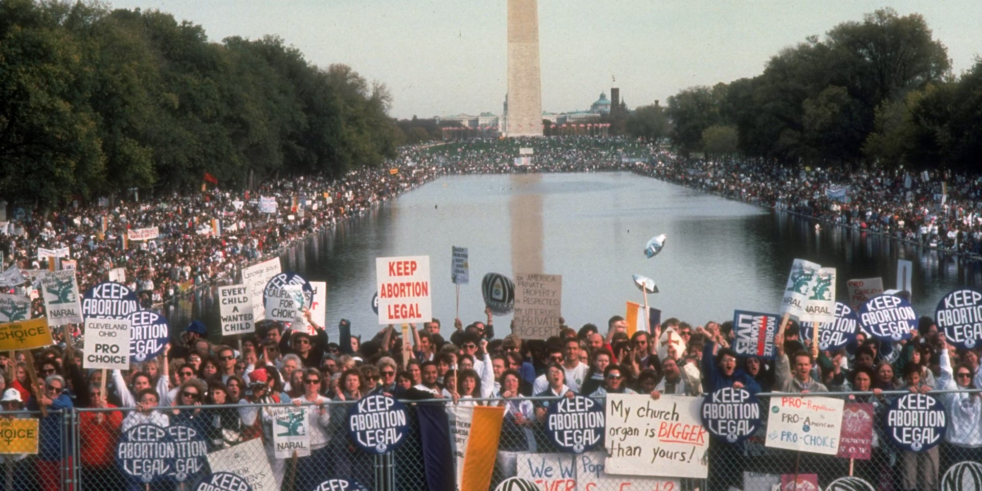 Crowd at pro-choice rally, re possible SCrowd at pro-choice rally, re possible Supreme Court reversal of Roe v. Wade decision. (Photo by Andrew Holbrooke/Getty Images)