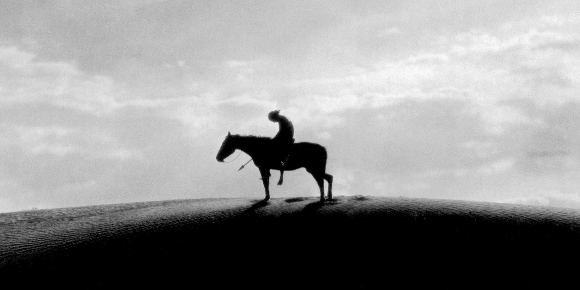 A photographer's interpretation of James Fraser's classic sculpture, the 'End of the Trail,' circa 1915. (Credit: Underwood Archives/Getty Images)