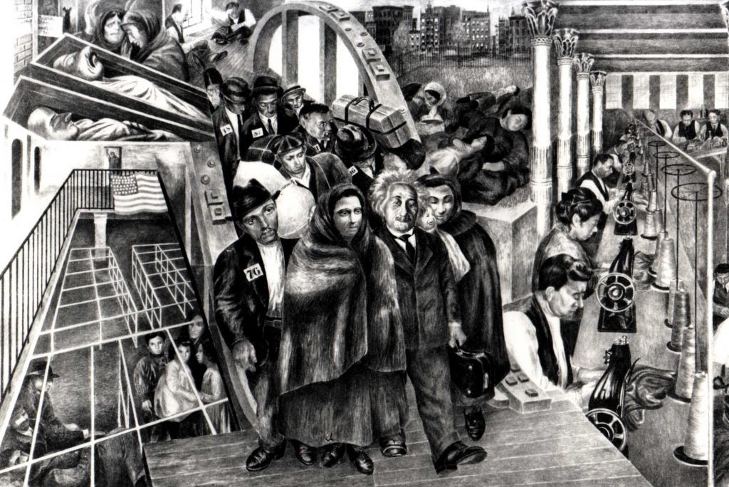 Einstein emigrating to the United States