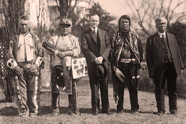 Calvin Coolidge and Native American group at White House