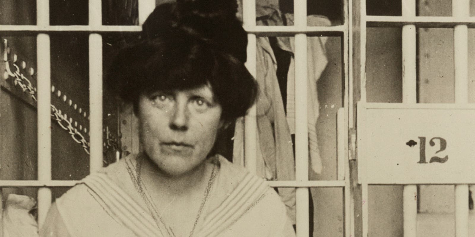 Suffragist Lucy Burns in a cell