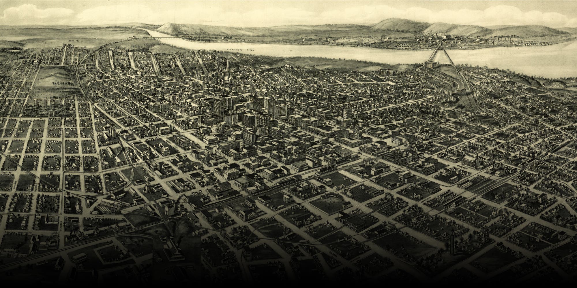 Map of Tulsa; Greenwood Black Wall Street